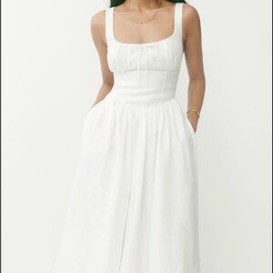 Reformation White Balia Linen Dress